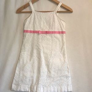 Lilly Pulitzer Girls White and Pink Eyelet Dress